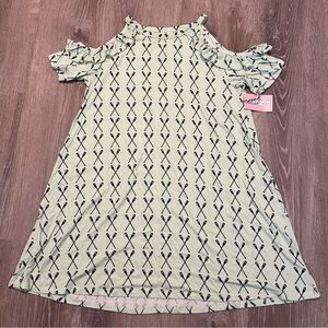 NWT Tackle & Tides Bealls Florida Green Dress Oares Ruffled Cut Out‎ Shoulder L